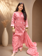 Premium Pink Cotton Printed Suit Set – 3 Piece