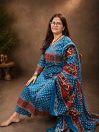 Indigo Ajrak Cotton 3-Piece Suit Set – Angrakha Style