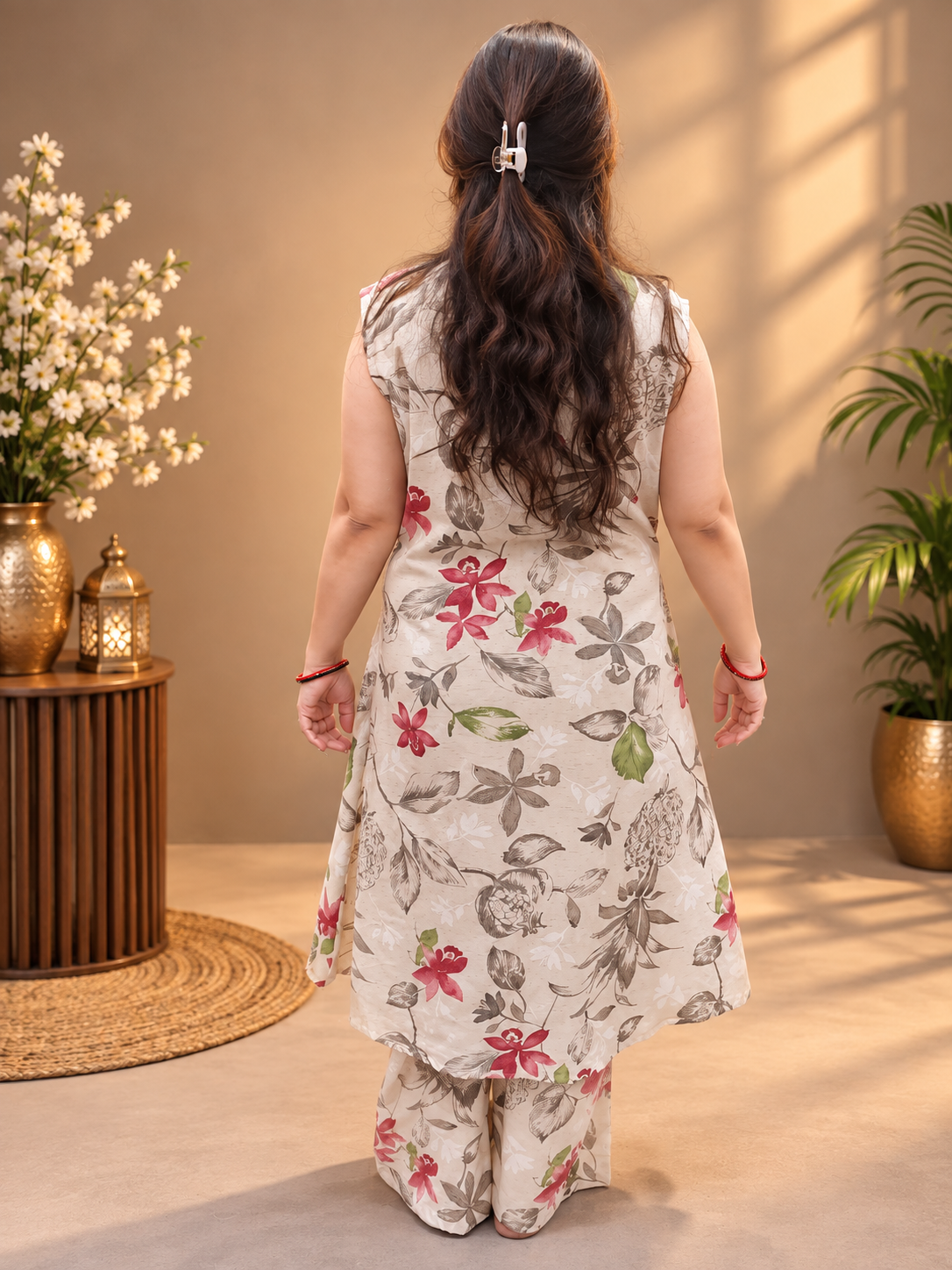 Ivory Floral Printed Cotton Co-ord Set