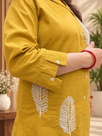 Mustard Leaf Embroidered Cotton Co-ord Set