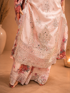 Blush Pink Floral Embroidered 3-Pcs Suit Set