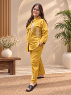 Mustard Leaf Embroidered Cotton Co-ord Set