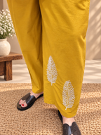 Mustard Leaf Embroidered Cotton Co-ord Set