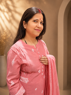 Premium Pink Cotton Printed Suit Set – 3 Piece