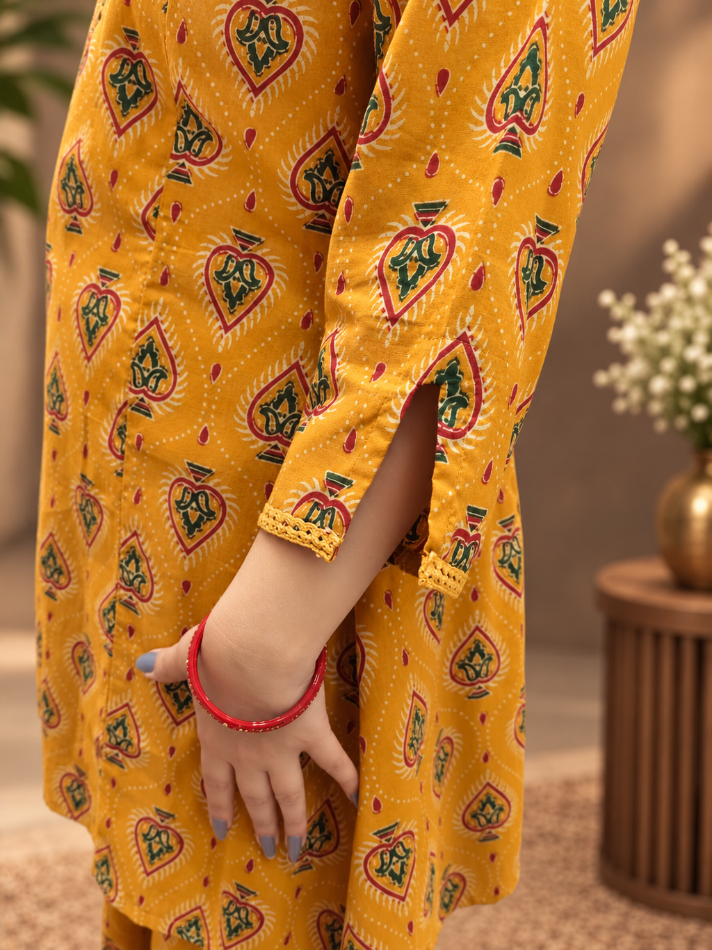 Mustard Printed Cotton Co-ord Set