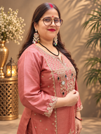 Dusty Rose Mirror Work Sharara Suit Set