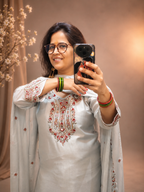 Powder Blue Embroidered Farshi Salwar 3 Pcs Suit Set