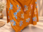 Mustard Ochre Cotton Anarkali Suit with Applique Work