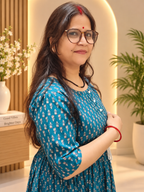 Teal Blue Printed Cotton Kurti Dress