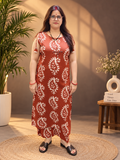 Rust Brown Printed Cotton Co-ord Set