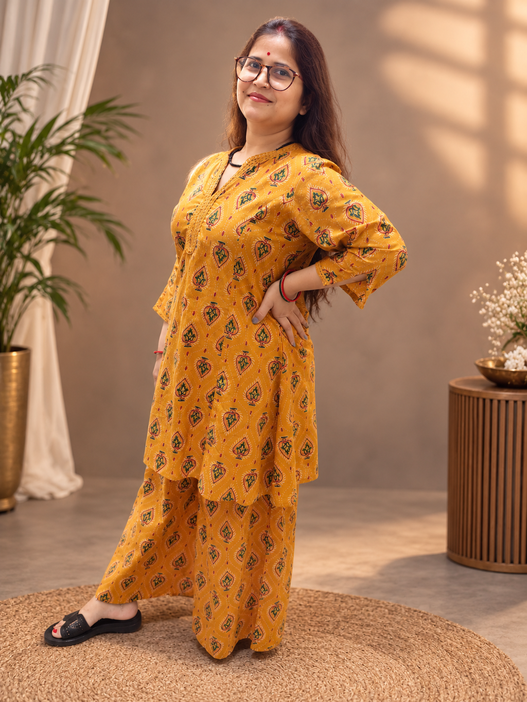 Mustard Printed Cotton Co-ord Set