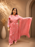 Premium Pink Cotton Printed Suit Set – 3 Piece