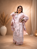Blush Pink Floral Embroidered 3-Pcs Suit Set