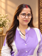 Lavender & White Printed Cotton Kurti with Eyelet Sleeves